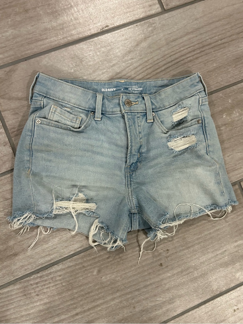 Old Navy Distressed High Rise OG Straight Boyfriend Denim Shorts Size 2